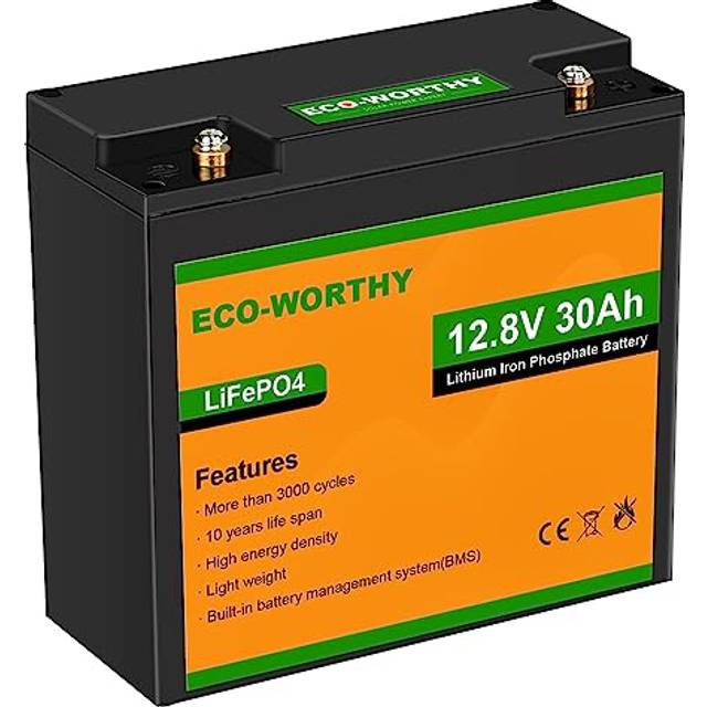 Eco-Worthy LiFePO4 12 V Battery 30 Ah BMS Skydd — #3 bäst i test